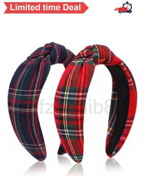 🎄 Plaid Knotted Twist Headband Set Christmas Hair Accessories